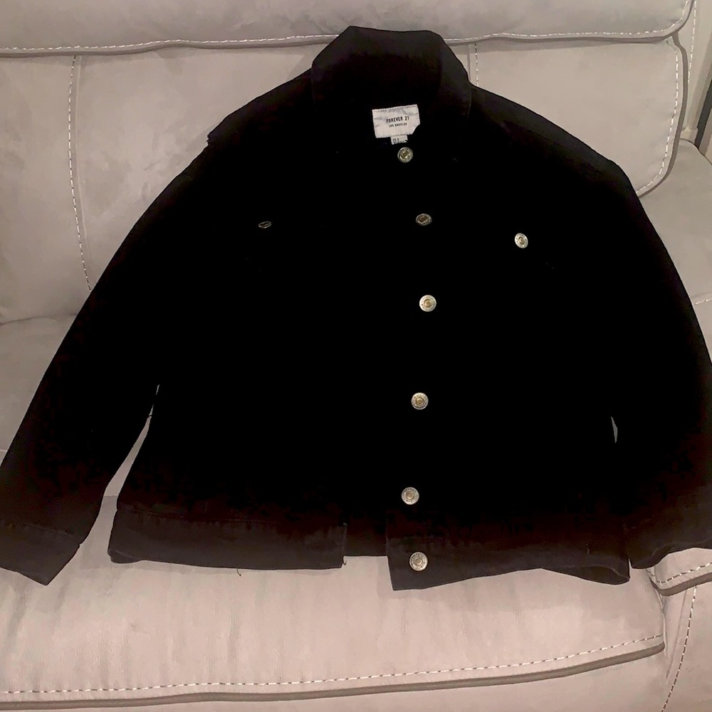 Brand new distressed black jean jacket